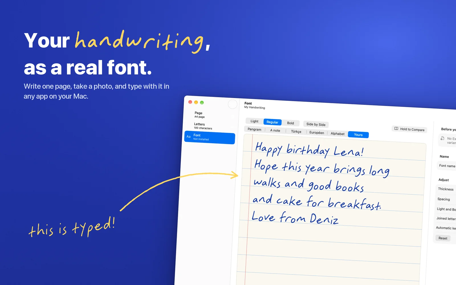 Your handwriting, as a real font