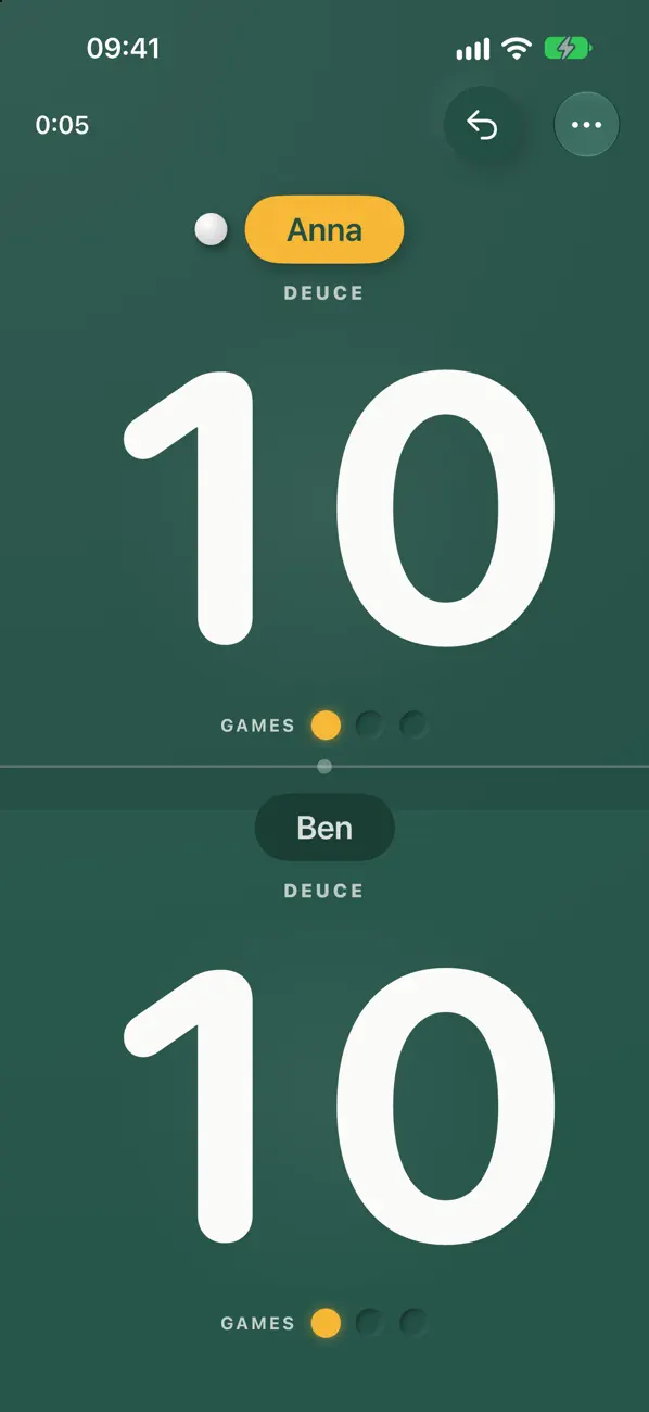 Score and serve at a glance